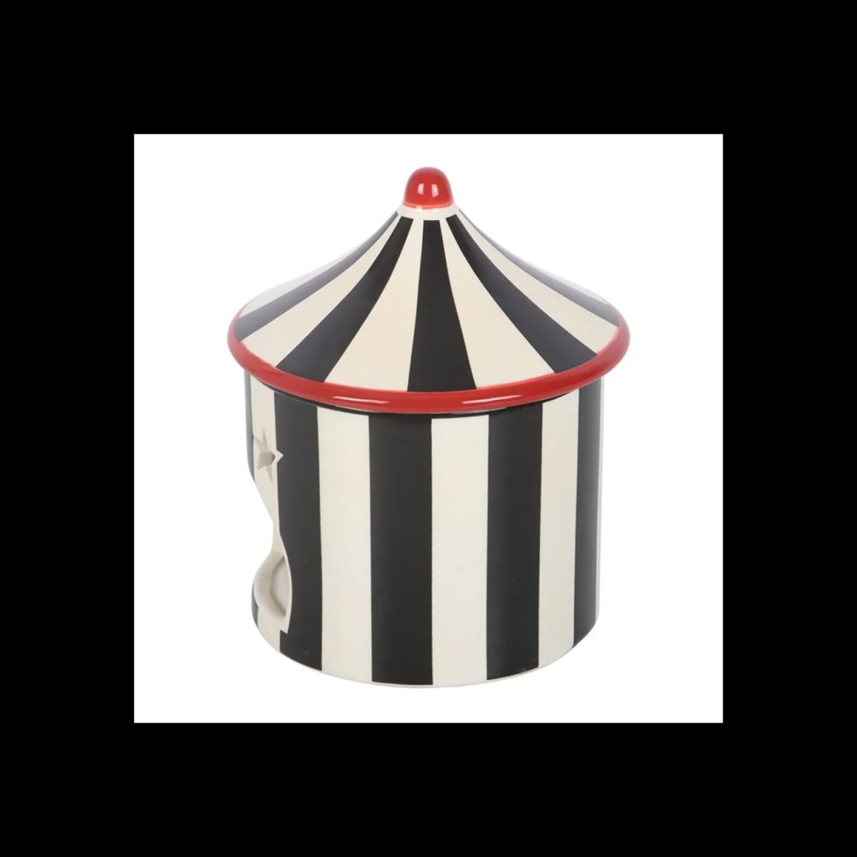 Black Striped Circus Tent Ceramic Oil Burner for Tealight - Black – image 2