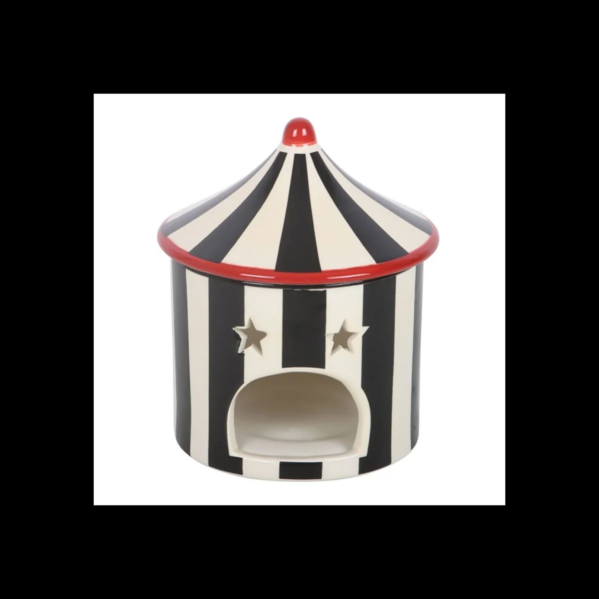 Black Striped Circus Tent Ceramic Oil Burner for Tealight - Black – image 3