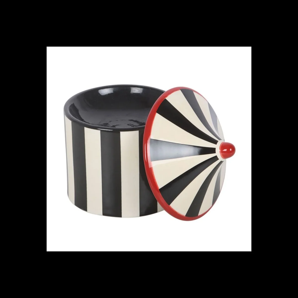 Black Striped Circus Tent Ceramic Oil Burner for Tealight - Black – image 4
