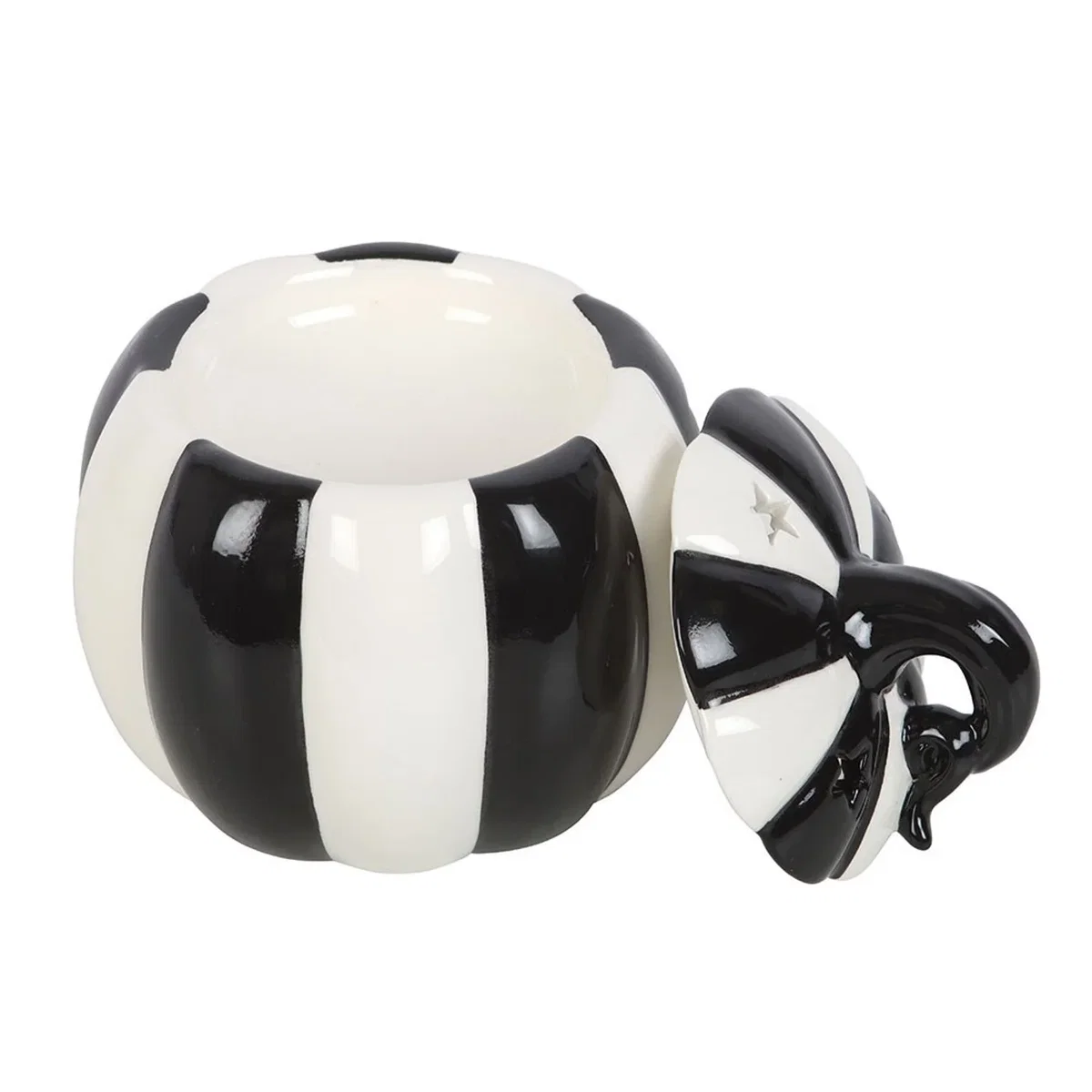 Something Different Strange & Unusual Striped Pumpkin Oil Burner - Black/White – image 2
