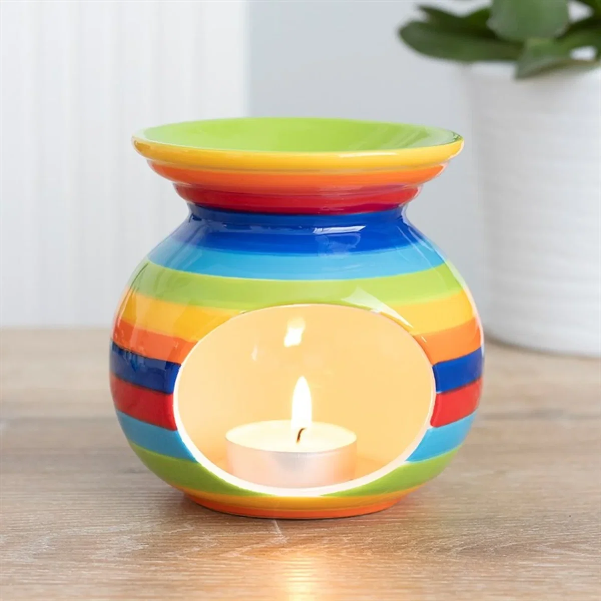 Rainbow Stripe Delightful Fragrance Oil Burner - Green – image 1