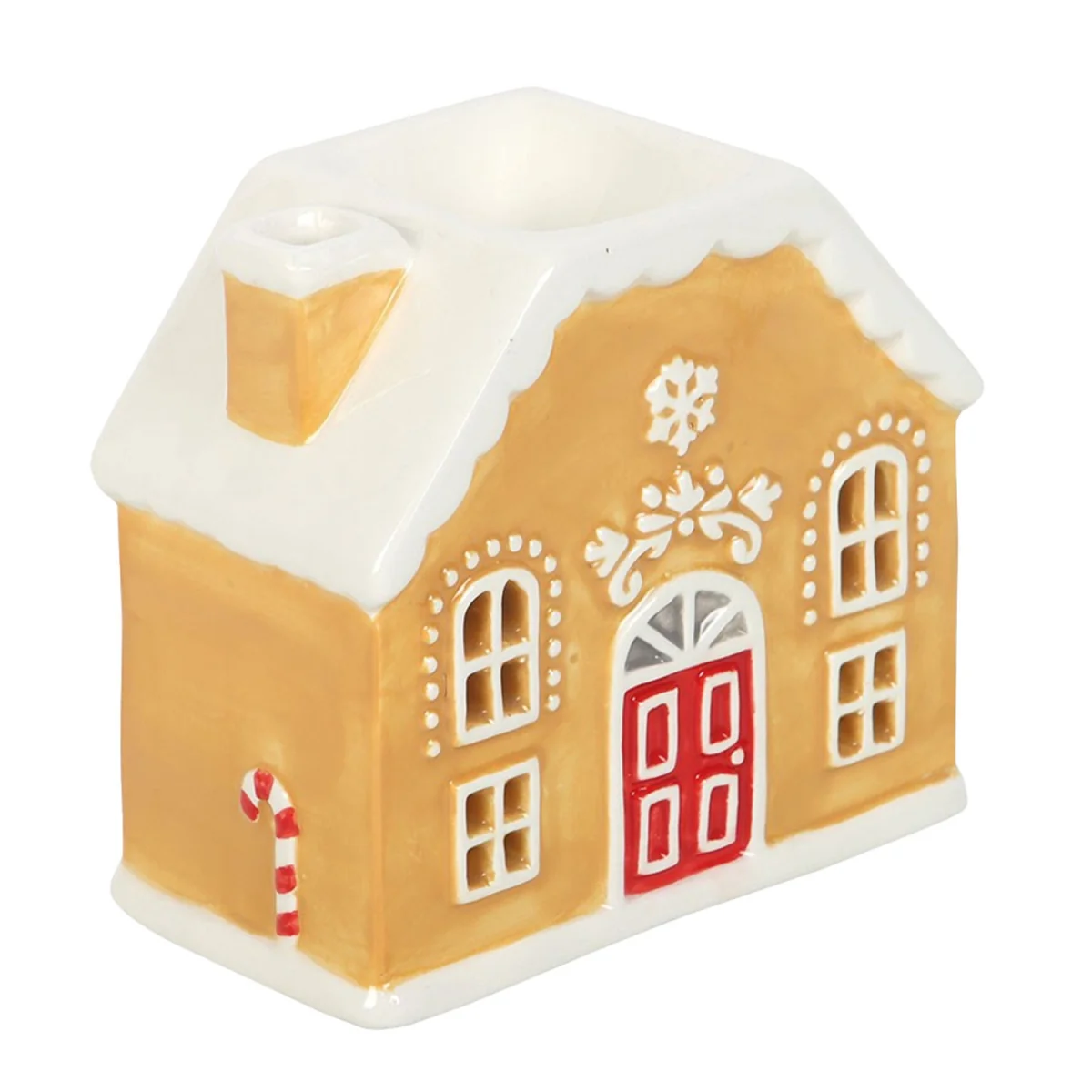 Something Different Candy Cane Gingerbread House Oil Burner - Yellow/White/Red – image 2