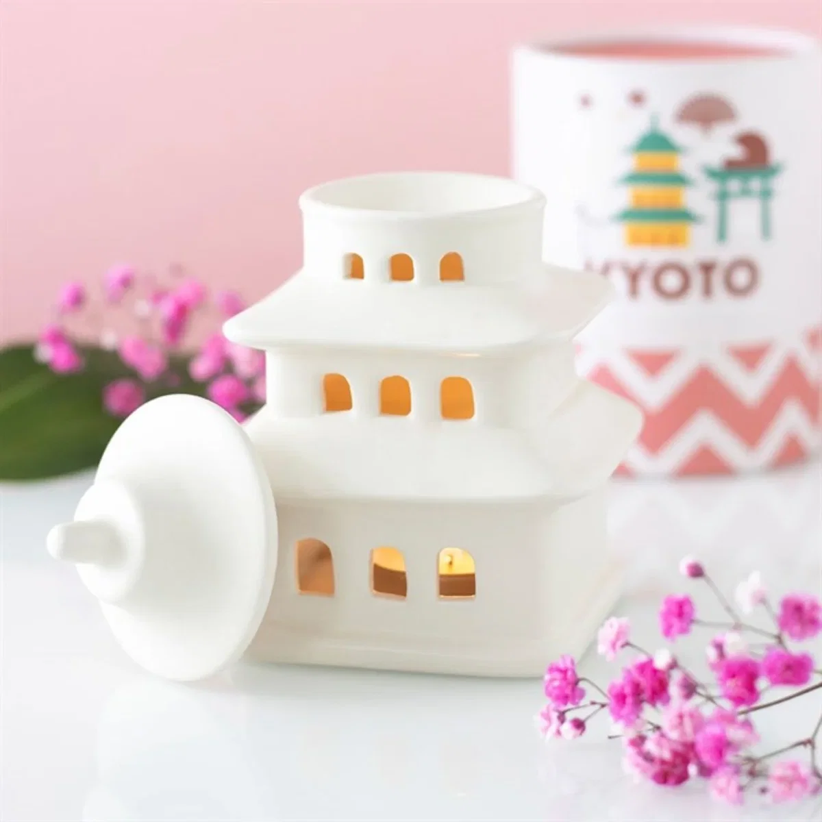 Pagoda Tealight Oil Burner and Wax Warmer for Home Fragrance - Green – image 2