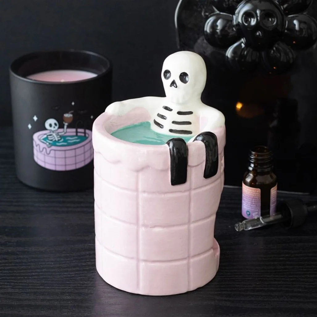 Dead Cool Skeleton Oil Burner Pink Pool Tealight - Baby Pink