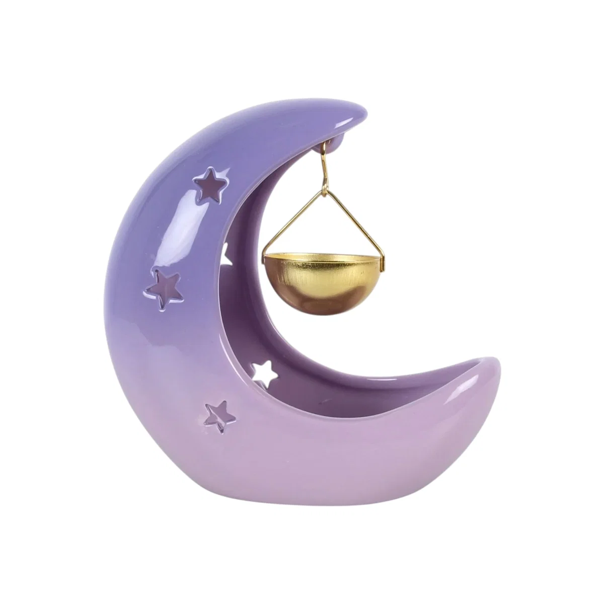 Pastel Crescent Moon Hanging Oil Burner - Purple – image 1