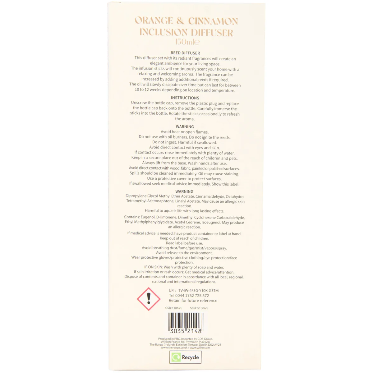 Orange and Cinnamon Inclusion Diffuser – image 3