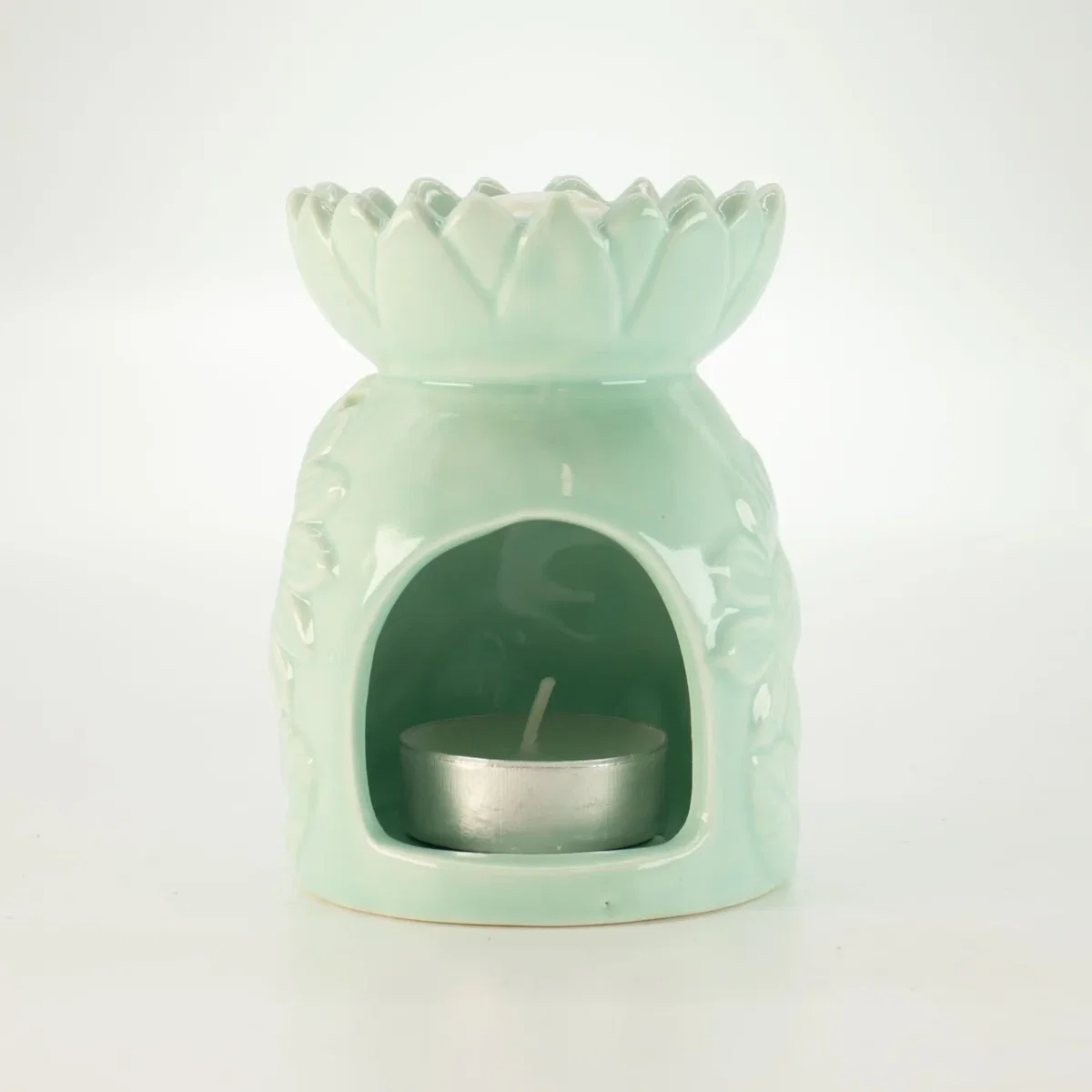 Ceramic Sunflower Oil Burner Pastel Green Fragrance Tealight - Green – image 2