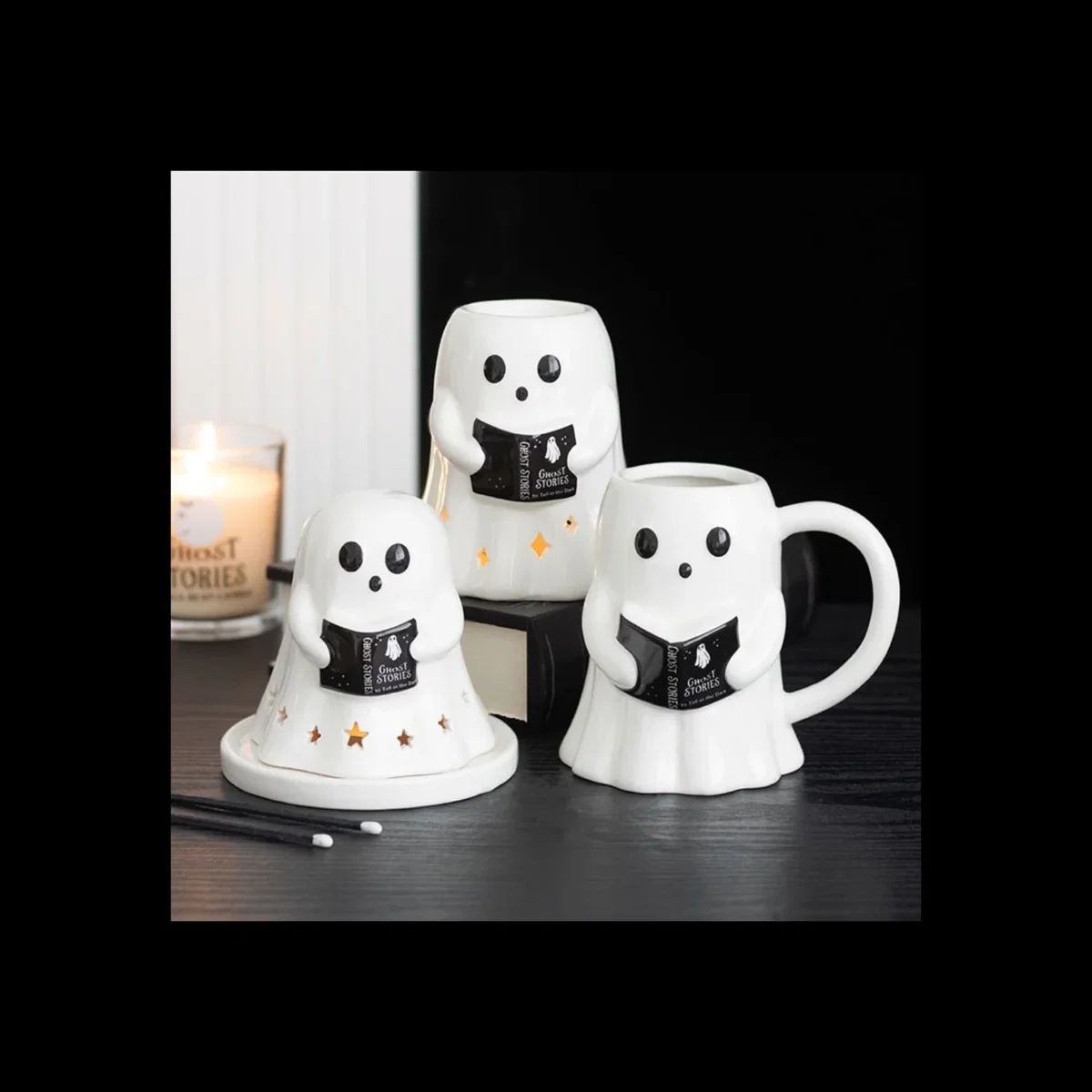 Ghost Stories Oil Burner with Reading Ghost Tiny Book - White – image 2