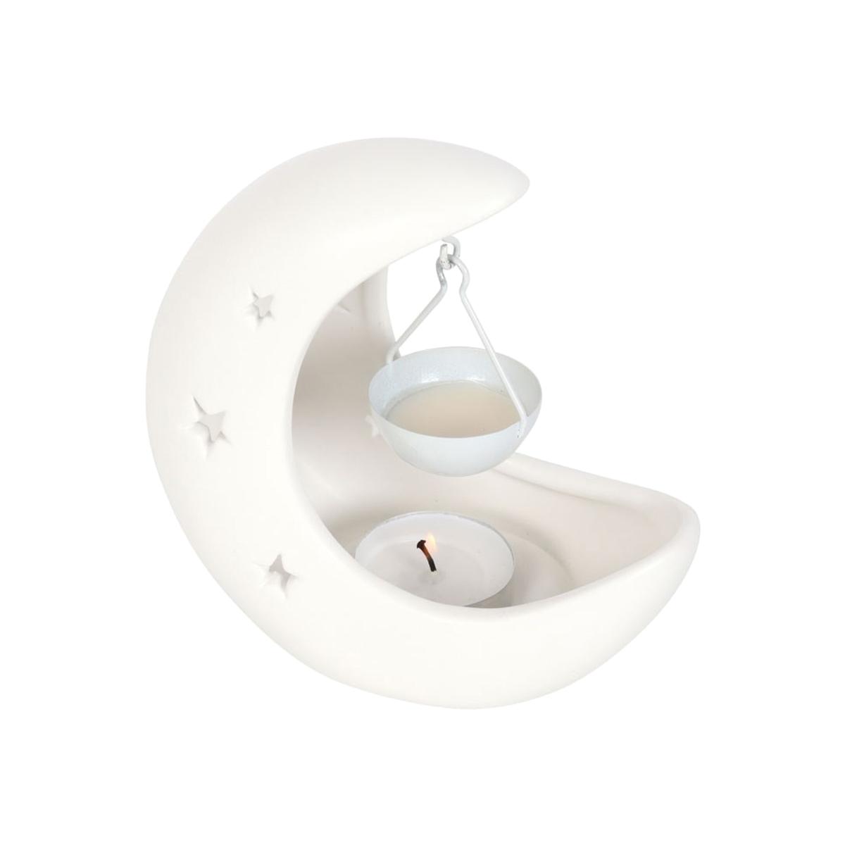Crescent Moon Hanging Oil Burner - White