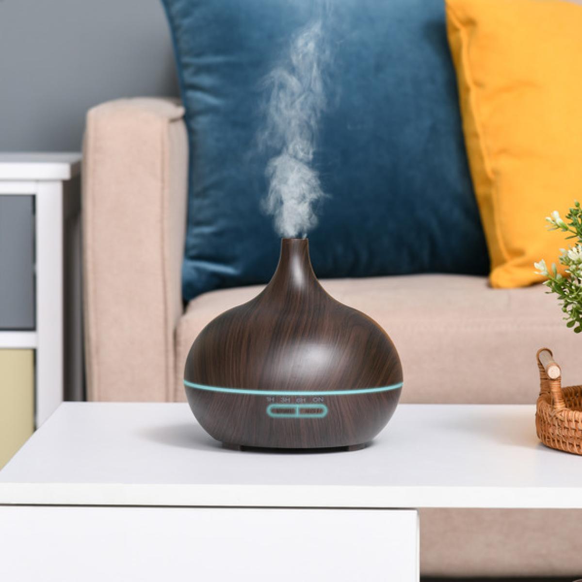 400ml Aroma Diffuser and Water Humidifier with 7 Lights - Dark Brown