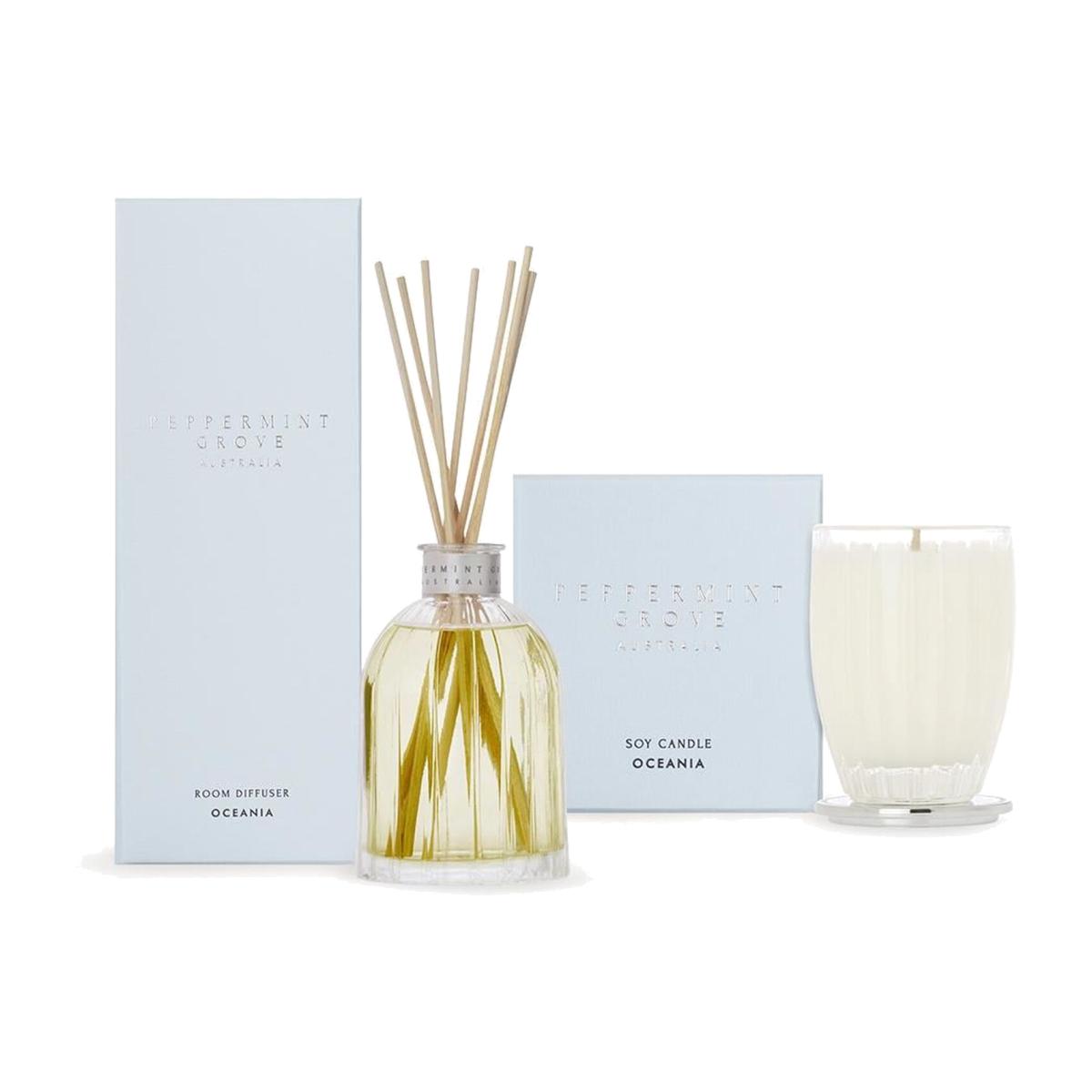 60g100ml Scented Votive Candle Diffuser 2pc Set - Oceania