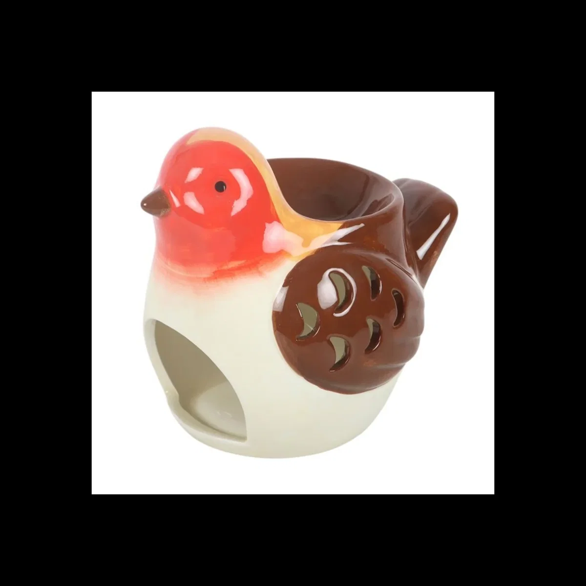 Robin Ceramic Oil Burner and Wax Warmer with Red Breast - Multi – image 3