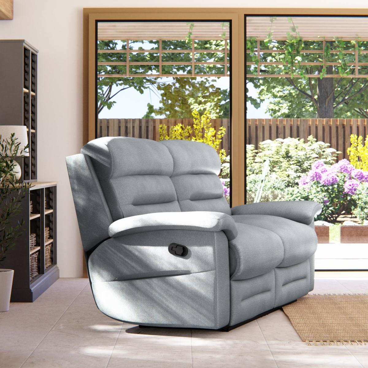 Lulworth 3 Seater Manual Recliner Sofa Chenille Sky – image 4