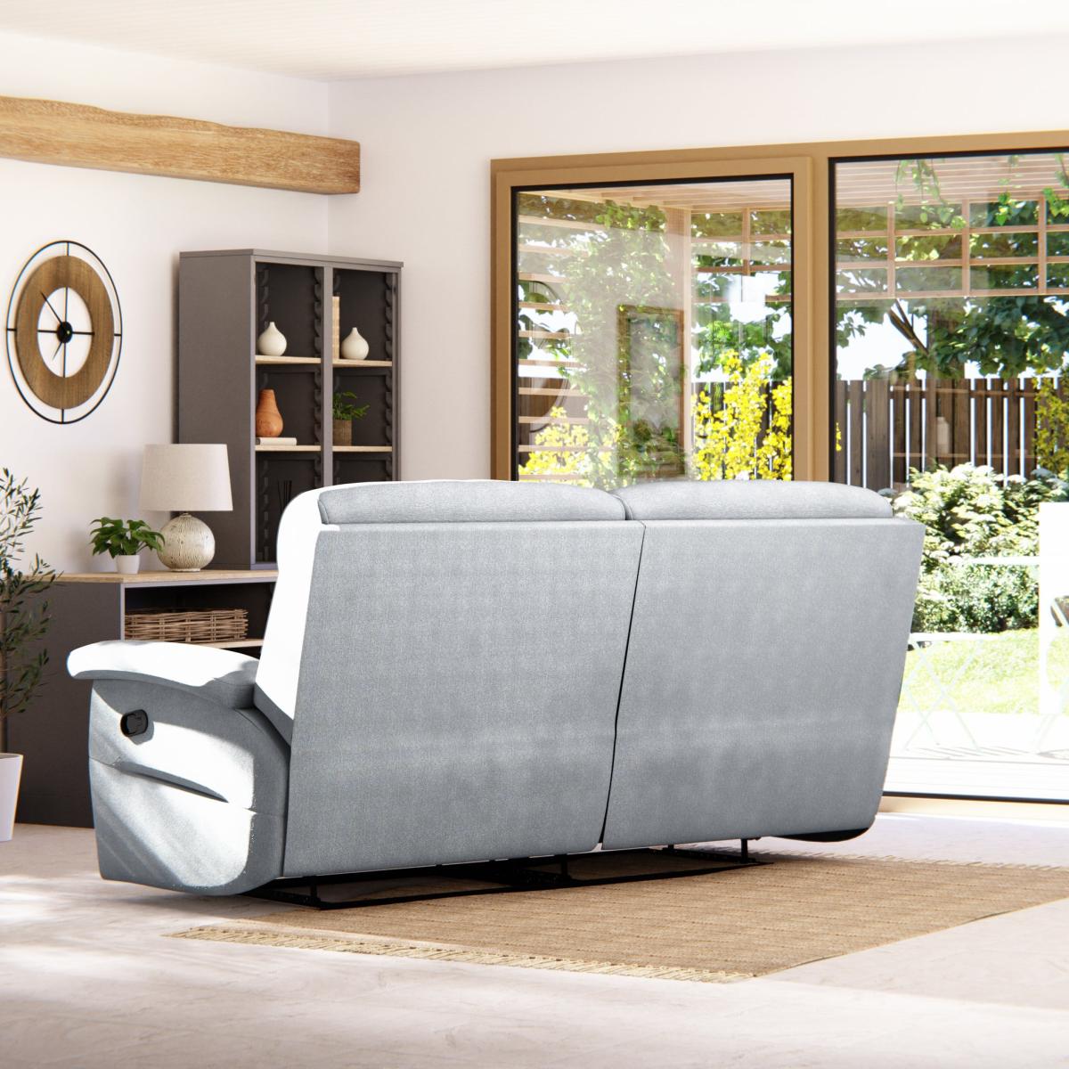 Lulworth 3 Seater Manual Recliner Sofa Chenille Sky – image 5