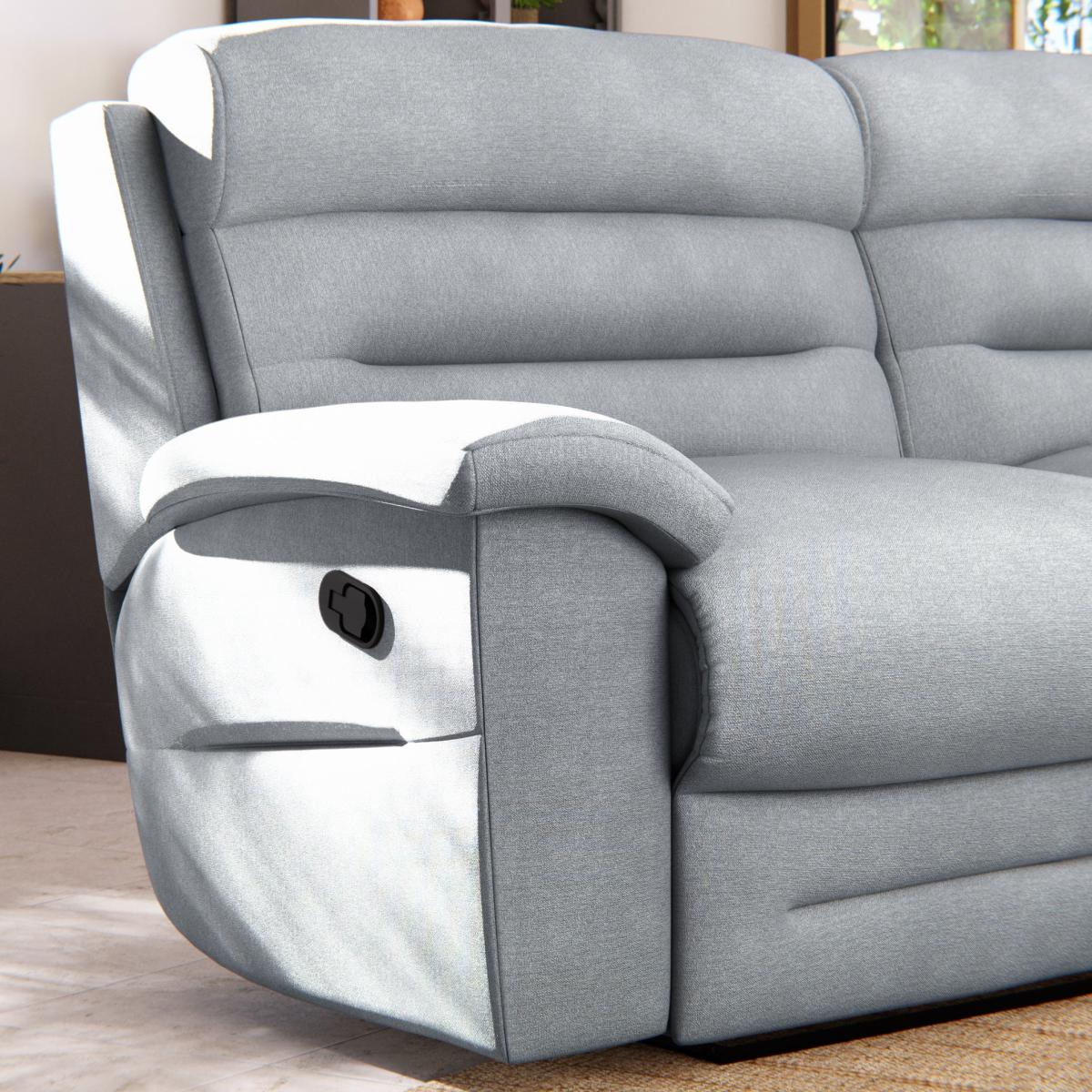 Lulworth 3 Seater Manual Recliner Sofa Chenille Sky – image 6