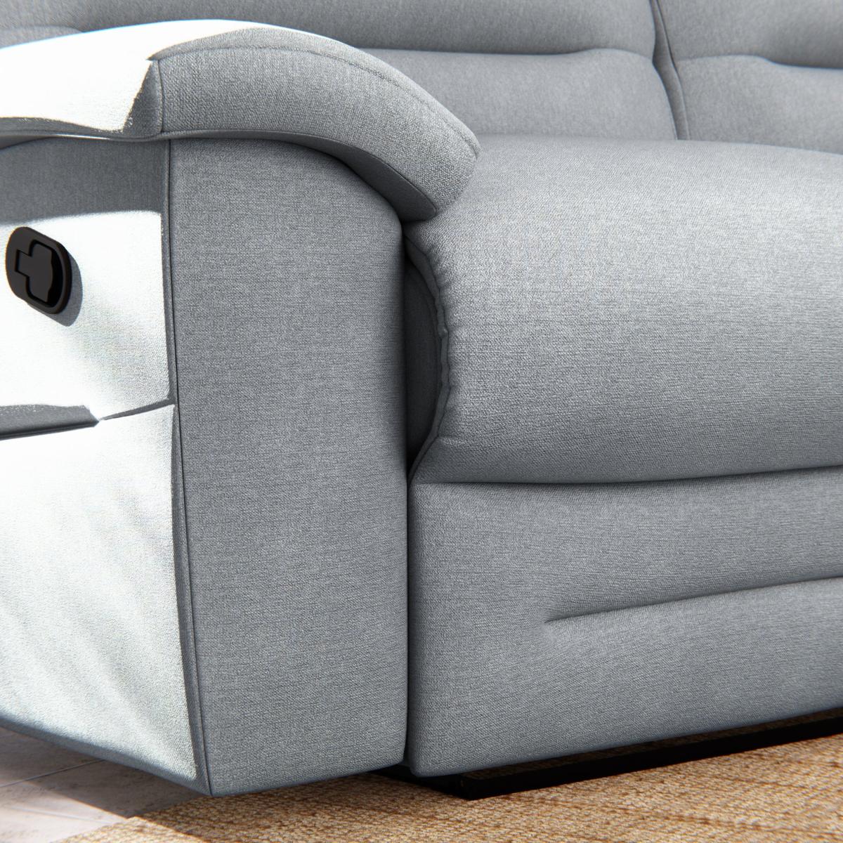 Lulworth 3 Seater Manual Recliner Sofa Chenille Sky – image 8