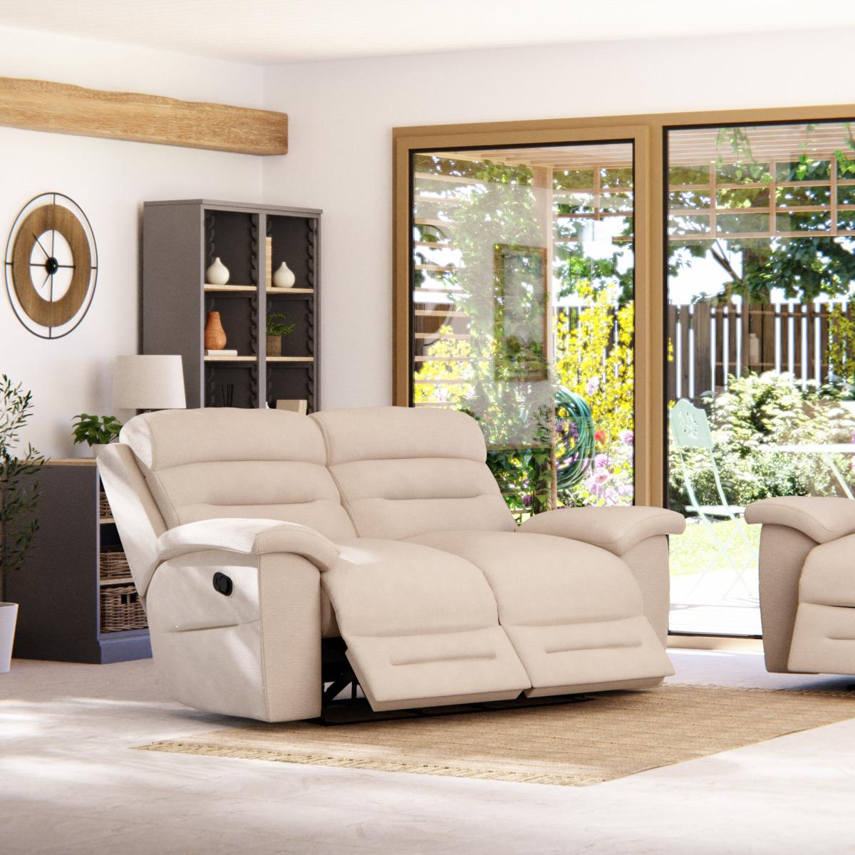 Lulworth 2 Seater Manual Recliner Sofa Sand – image 2