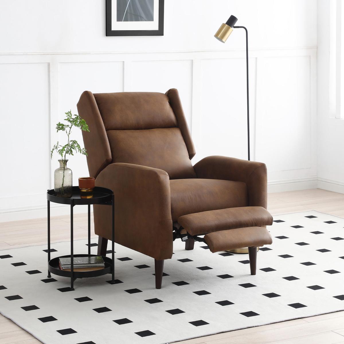 Charlie Faux Leather Recliner Chair, Brown Brown – image 2