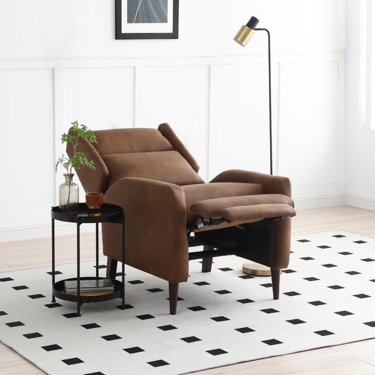 Charlie Faux Leather Recliner Chair, Brown Brown – image 3