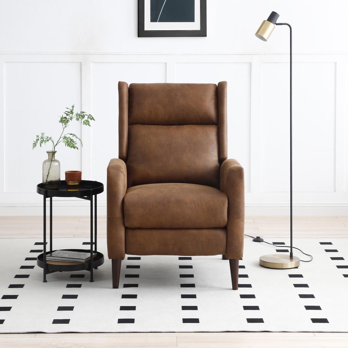 Charlie Faux Leather Recliner Chair, Brown Brown – image 4