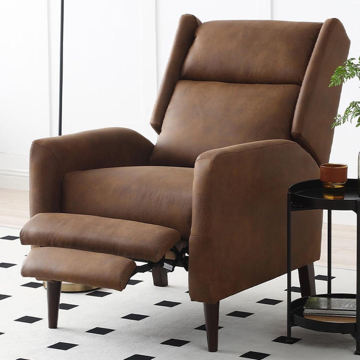 Charlie Faux Leather Recliner Chair, Brown Brown – image 5