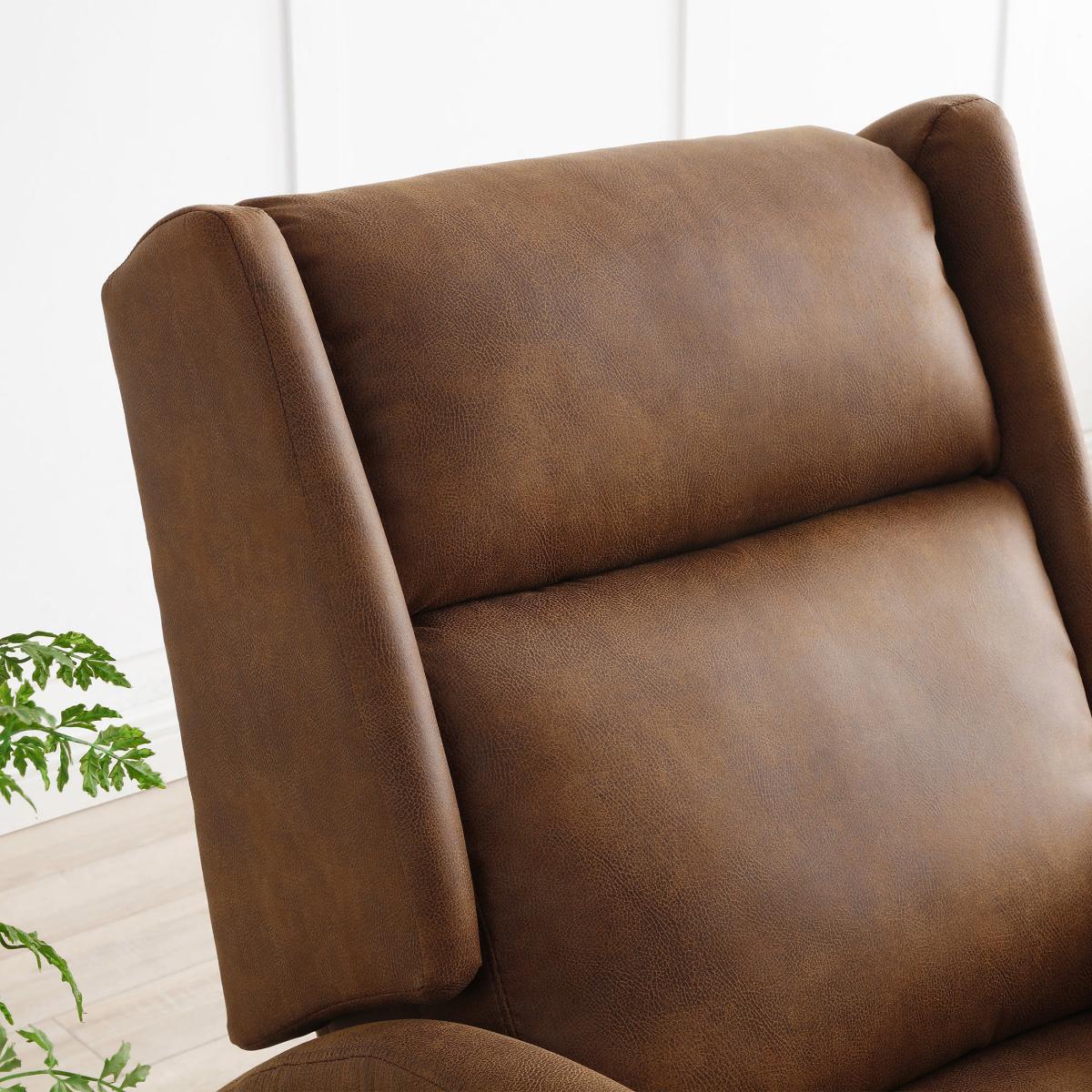 Charlie Faux Leather Recliner Chair, Brown Brown – image 6