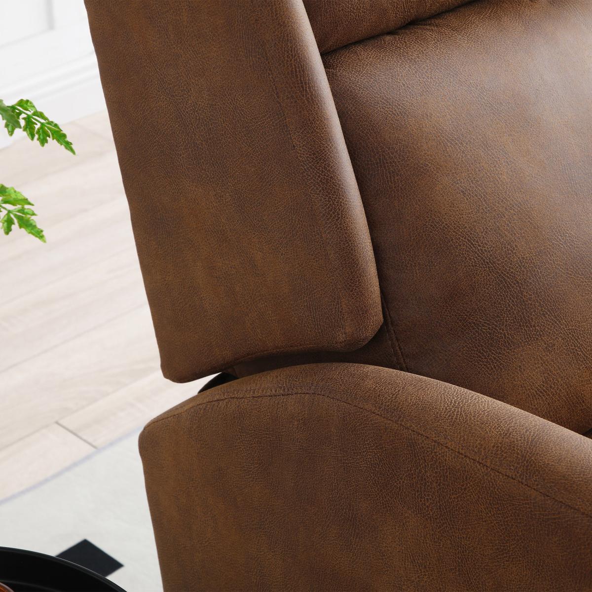 Charlie Faux Leather Recliner Chair, Brown Brown – image 7