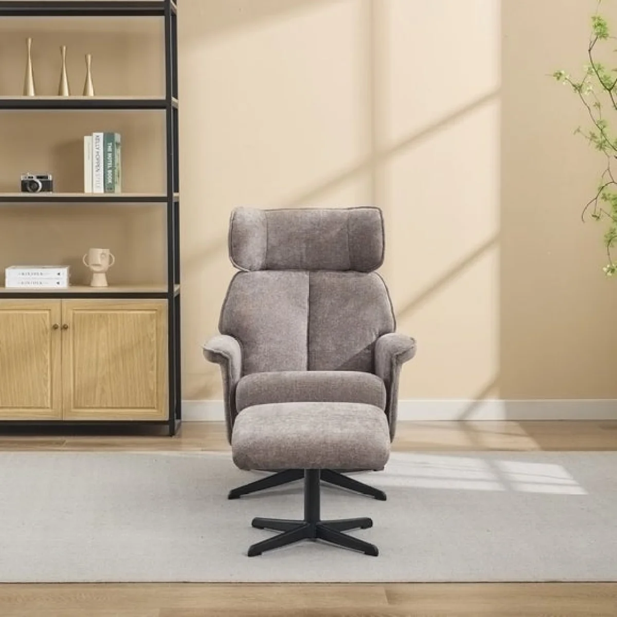 Gretna Chenille Swivel Chair with Footstool – image 3