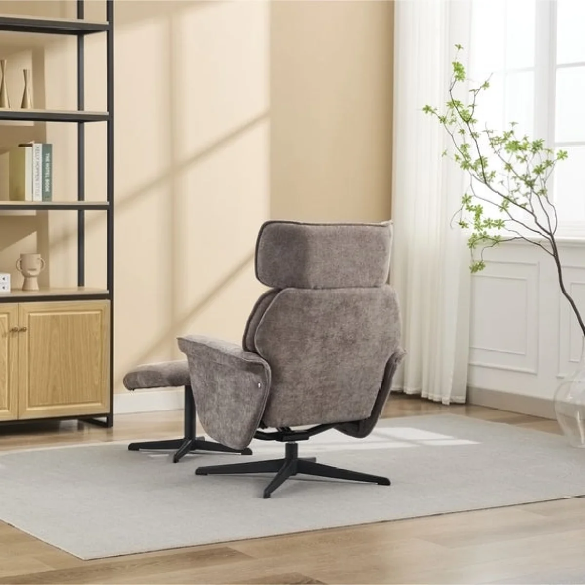 Gretna Chenille Swivel Chair with Footstool – image 4