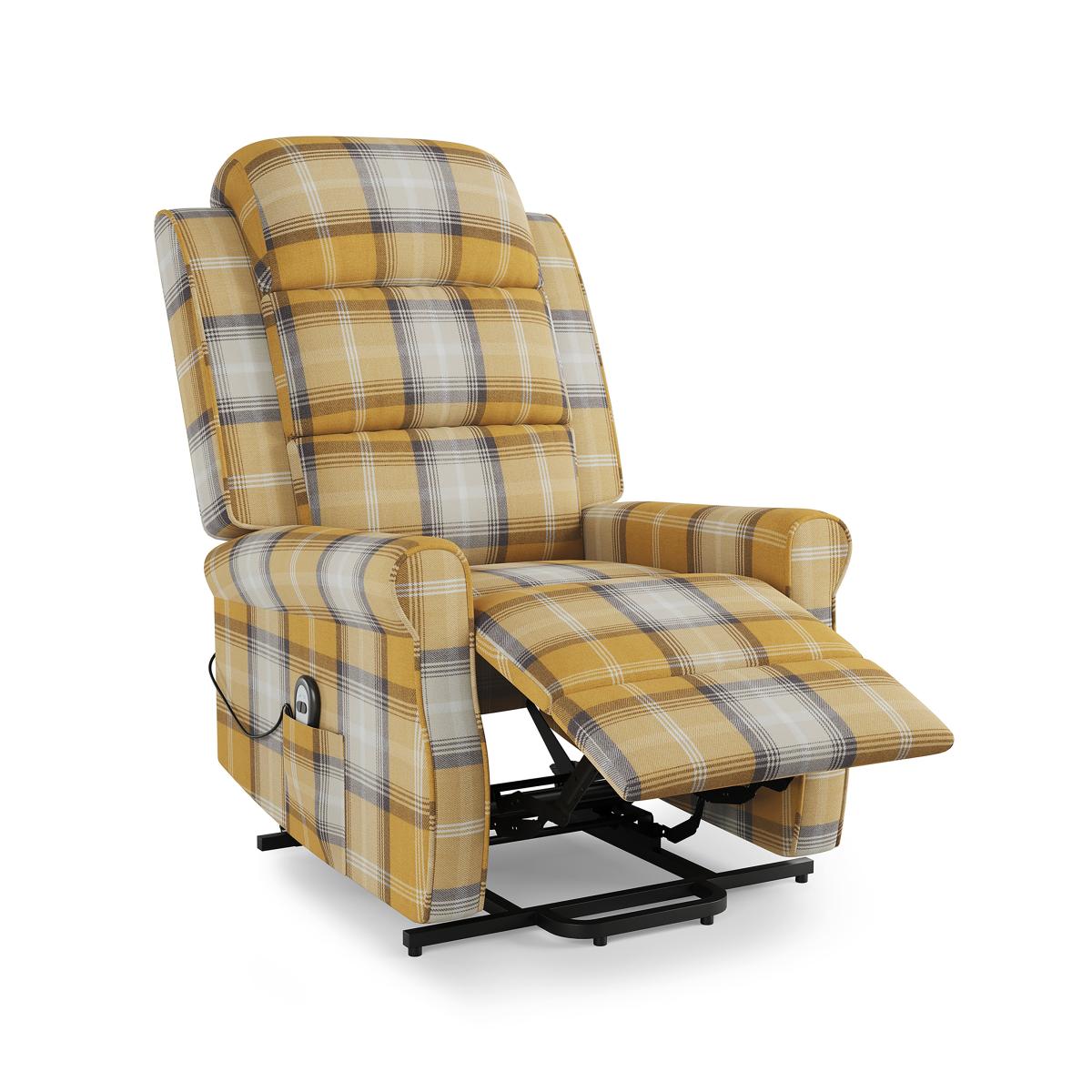 Edith Check Rise and Recline Chair Old Gold – image 5