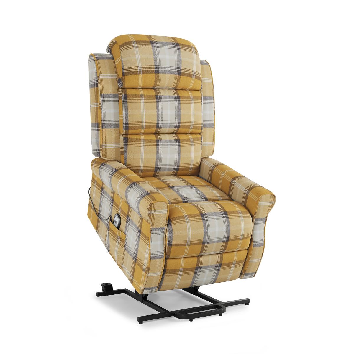 Edith Check Rise and Recline Chair Old Gold – image 6