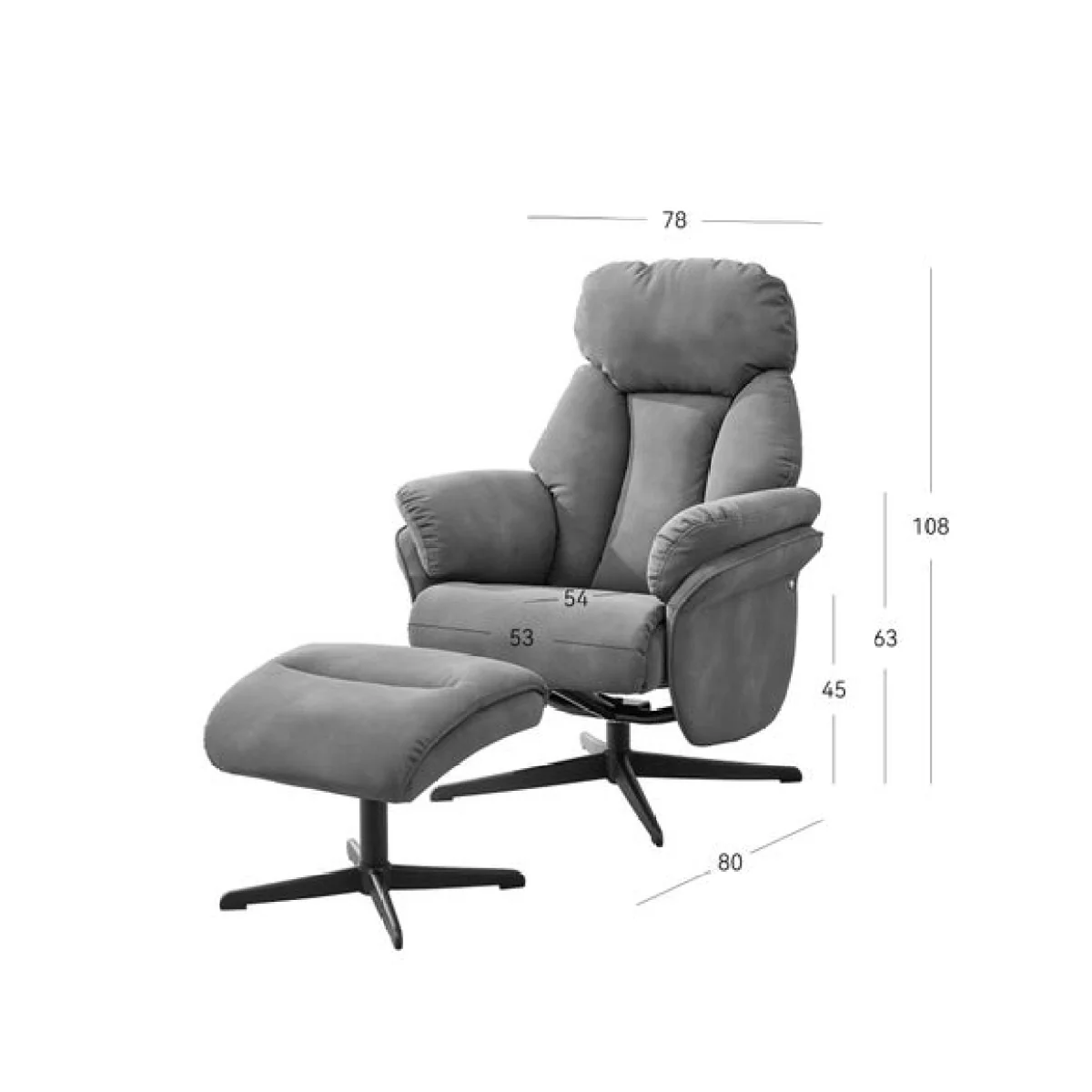 Image Furnishings Edinburgh Faux Suede Swivel Chair with Footstool – image 4