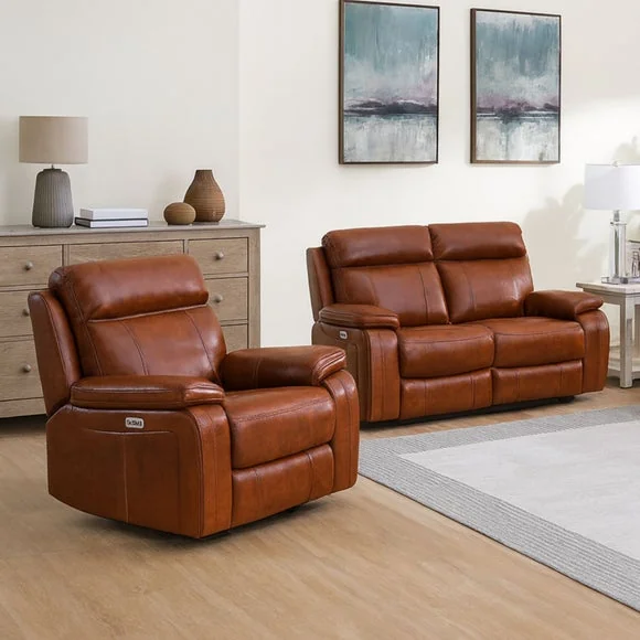 Bilston Leather 2 Seater Power Reclining Sofa – image 2