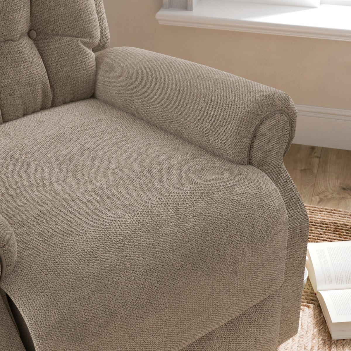 Catherine Button Back Rise and Recline Chair, Tonal Chenille Dark Cream (Natural) – image 4