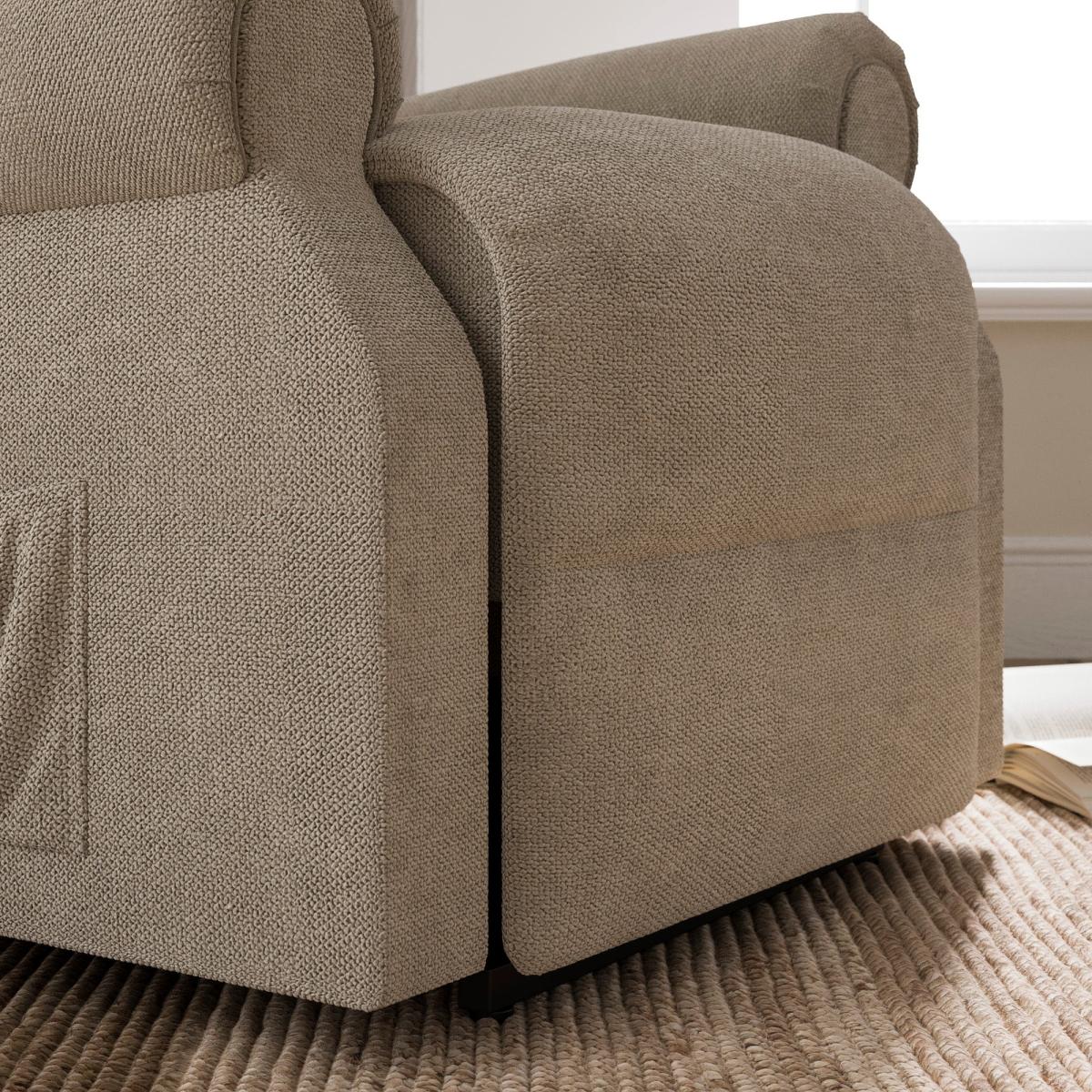 Catherine Button Back Rise and Recline Chair, Tonal Chenille Dark Cream (Natural) – image 5
