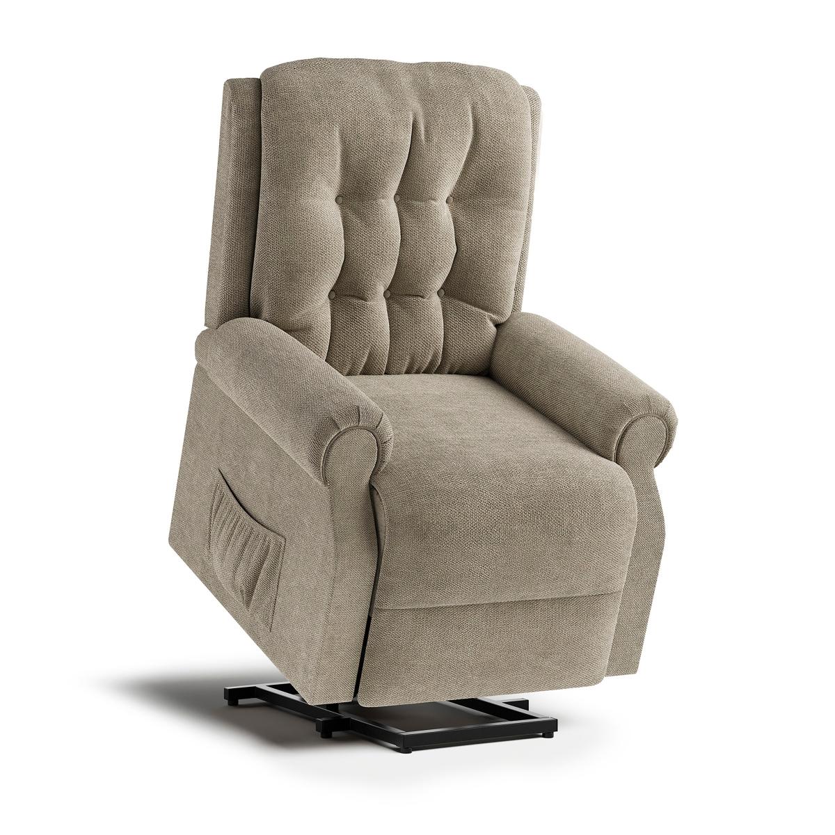 Catherine Button Back Rise and Recline Chair, Tonal Chenille Dark Cream (Natural) – image 7