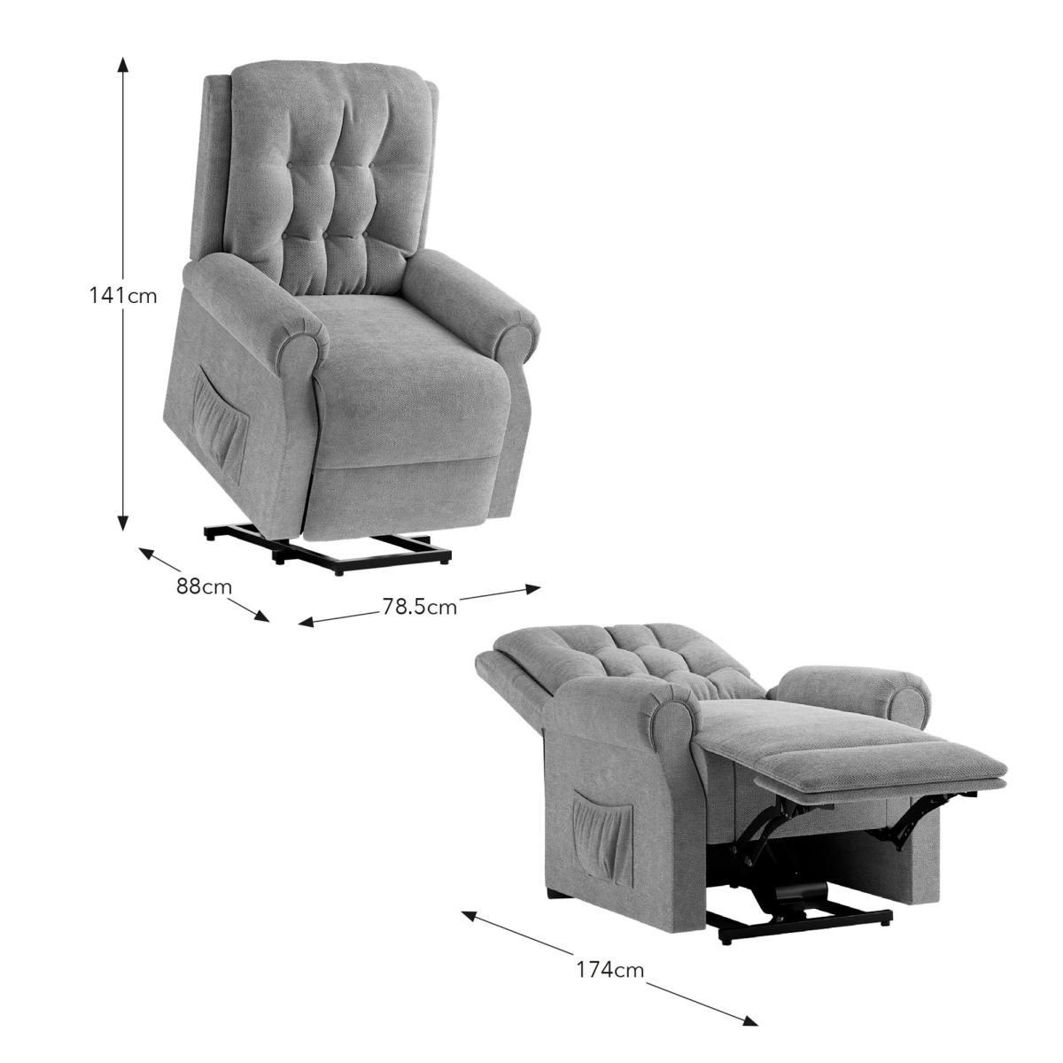 Catherine Button Back Rise and Recline Chair, Tonal Chenille Dark Cream (Natural) – image 8