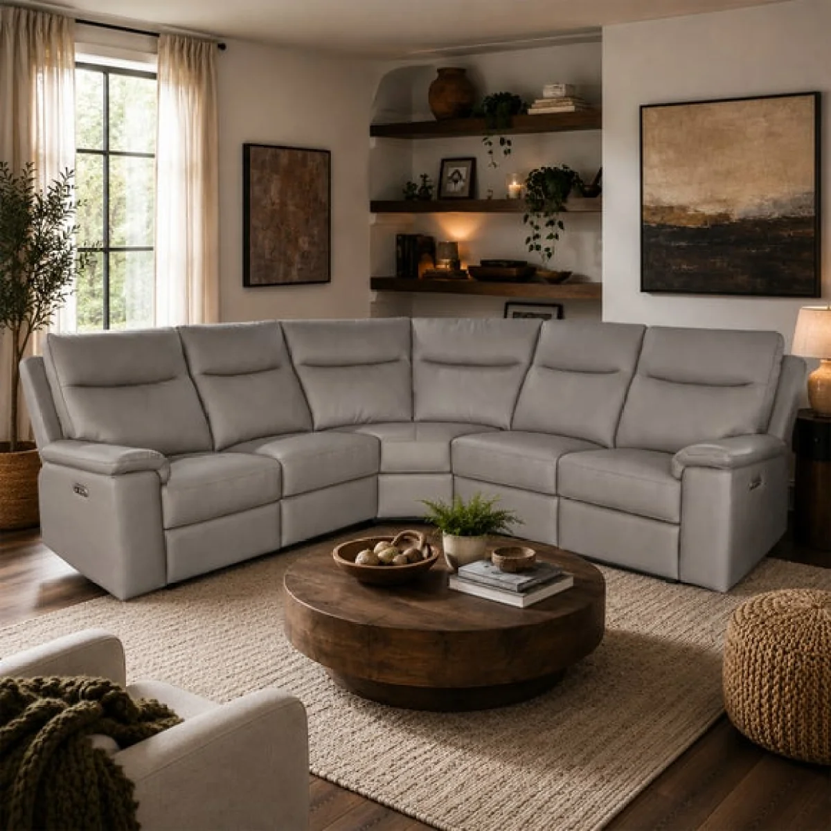 Aspire Toronto Leather Power 5 Seater Recliner Corner Sofa – image 1
