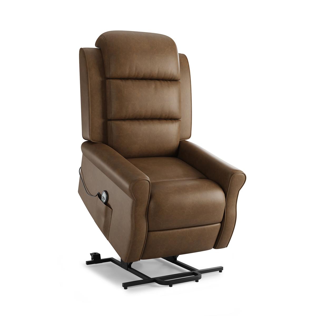 Edith Distressed Faux Leather Rise and Recline Chair Faux Leather Mocha – image 6