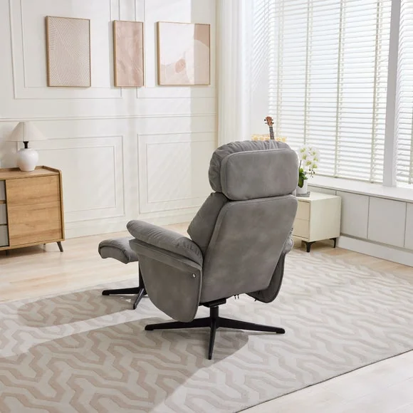 Image Furnishings Edinburgh Faux Suede Swivel Chair with Footstool – image 3