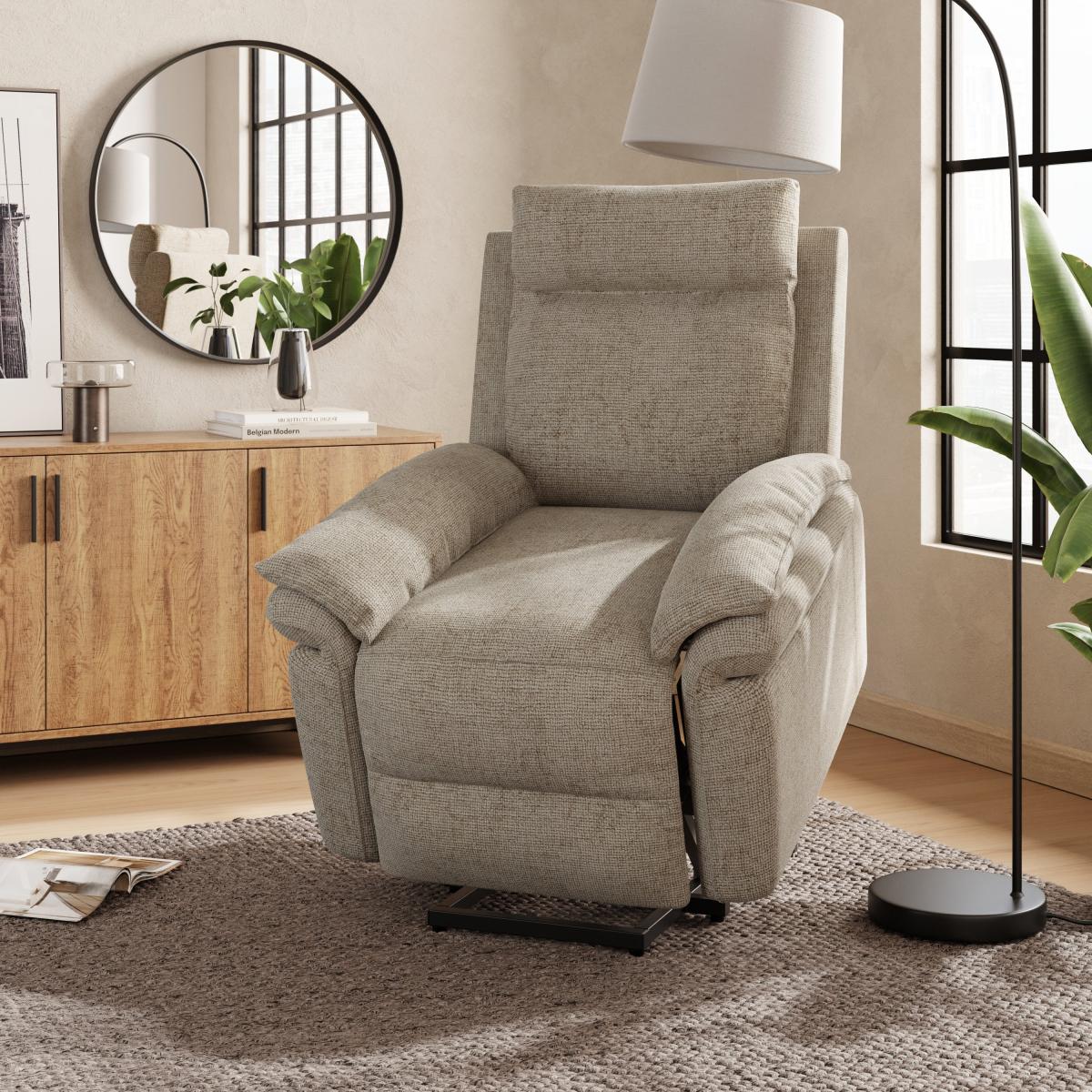 Kenley Padded Rise and Recline Chair, Chunky Chenille Dark Cream (Natural) – image 3