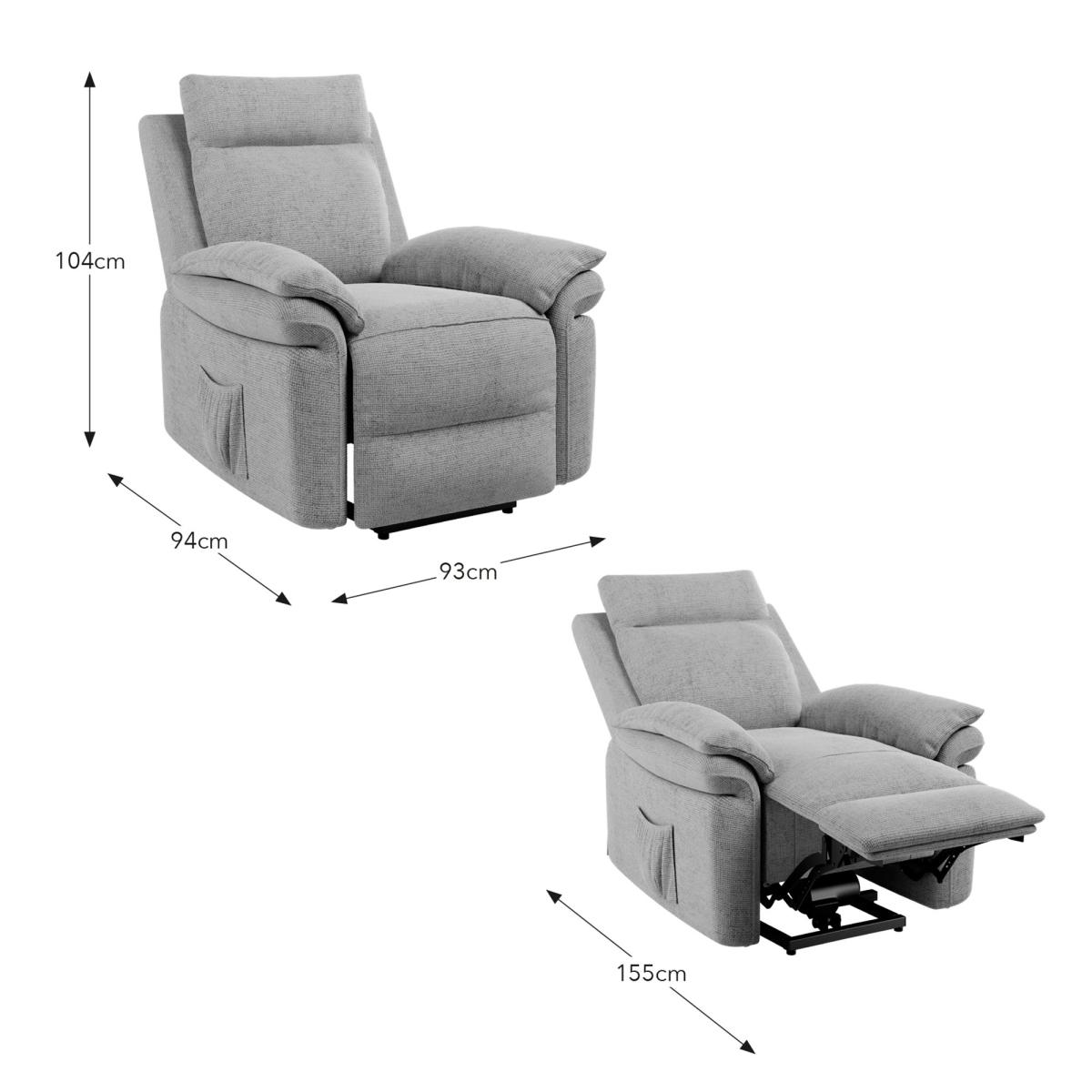 Kenley Padded Rise and Recline Chair, Chunky Chenille Dark Cream (Natural) – image 7