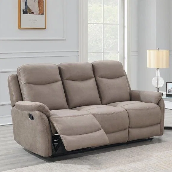 Return - Evan Faux Suede 3 Seater Manual Recliner Sofa – image 1