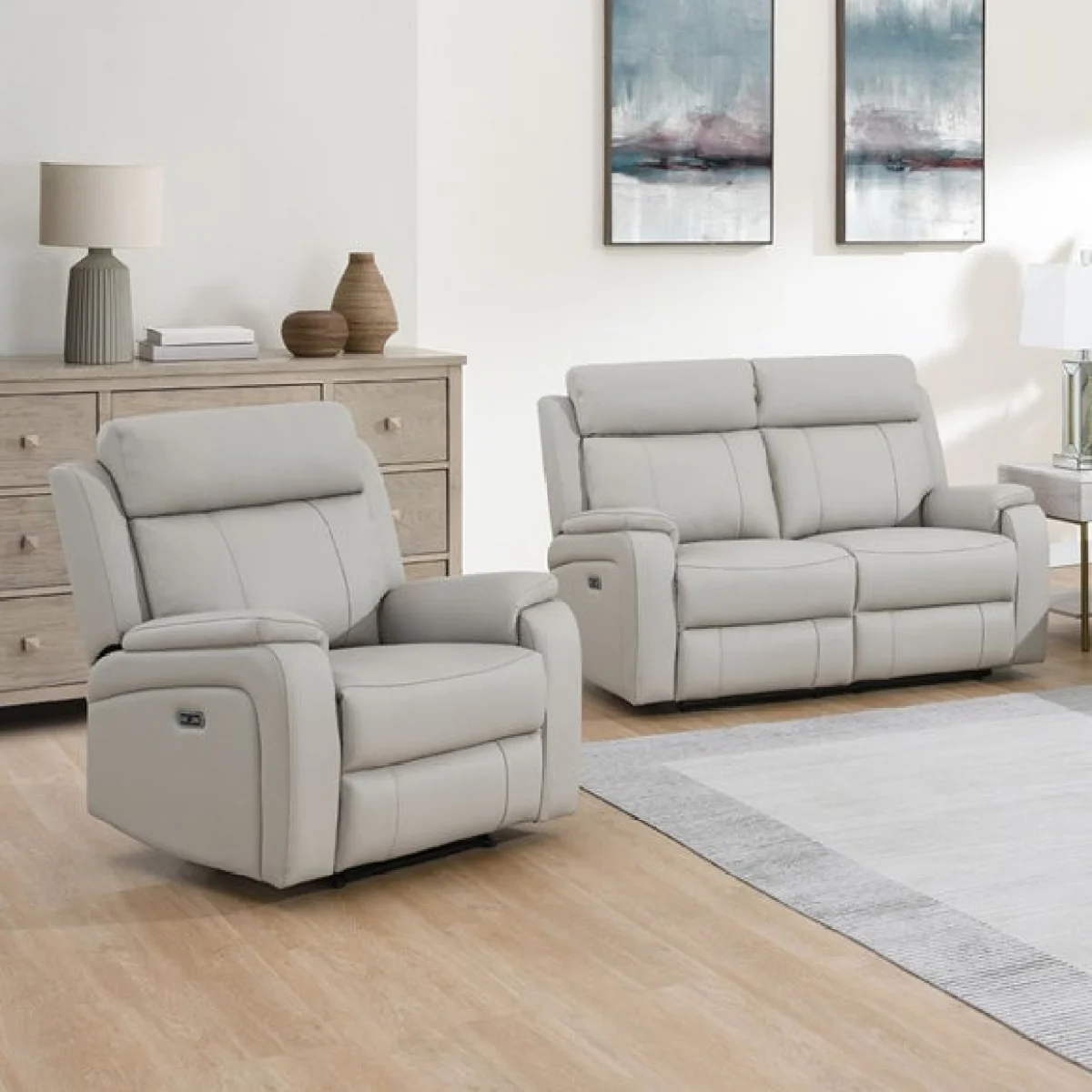 Bilston Leather 2 Seater Power Reclining Sofa – image 2