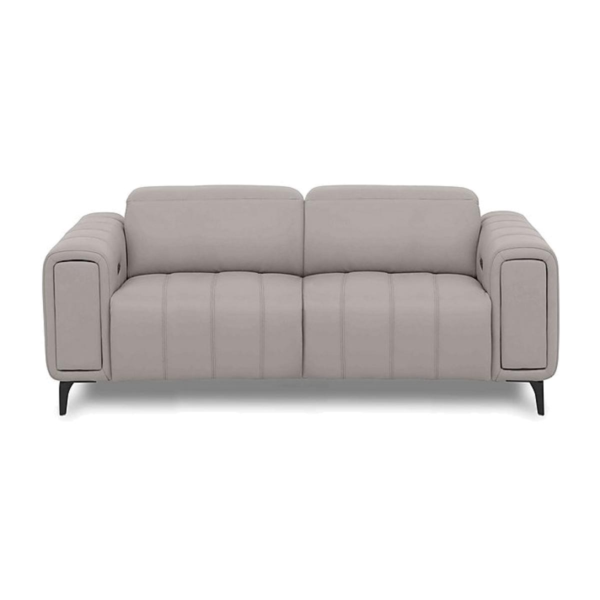 Elphaba Leather 3 Seater Power Recliner Sofa with Storage Arms - Lead Grey