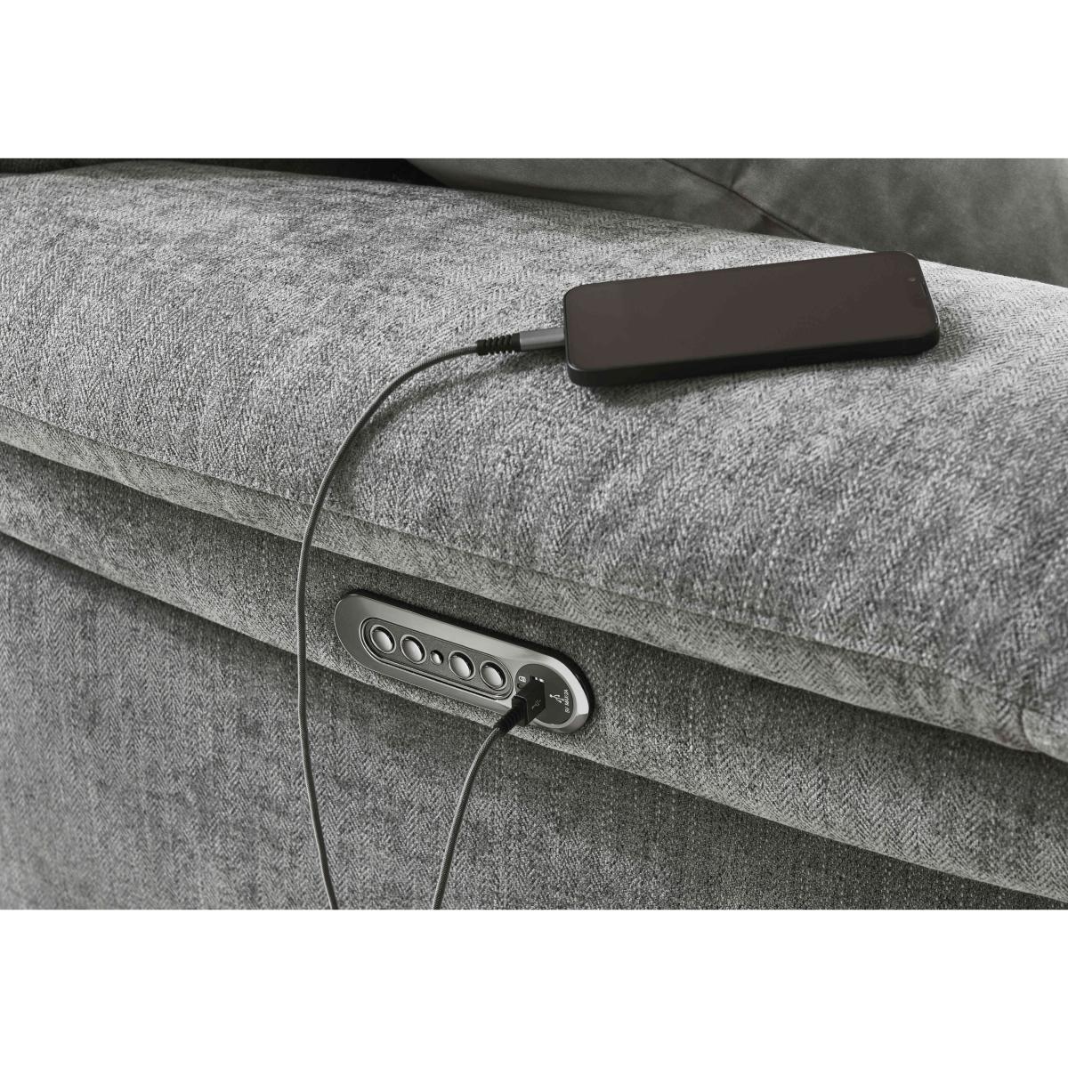 Comfort Story - Serene 2 Seater Fabric Recliner Sofa with Headrests and Power Lumbar - Haze – image 4