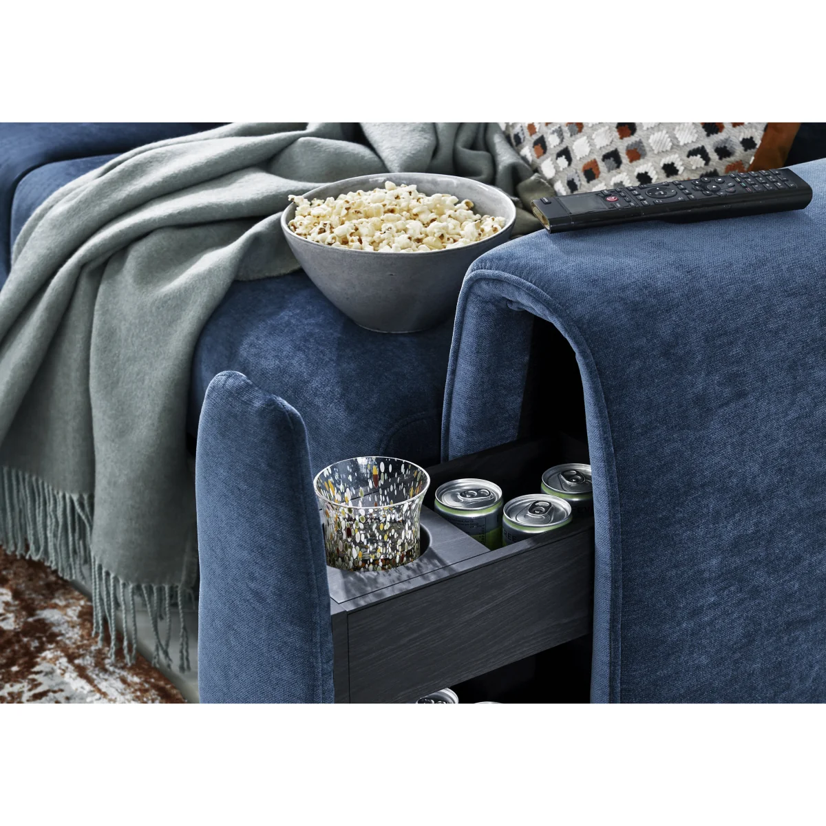Flex Fabric 3 Seater Power Recliner Sofa with Storage Arms - Peacock – image 3