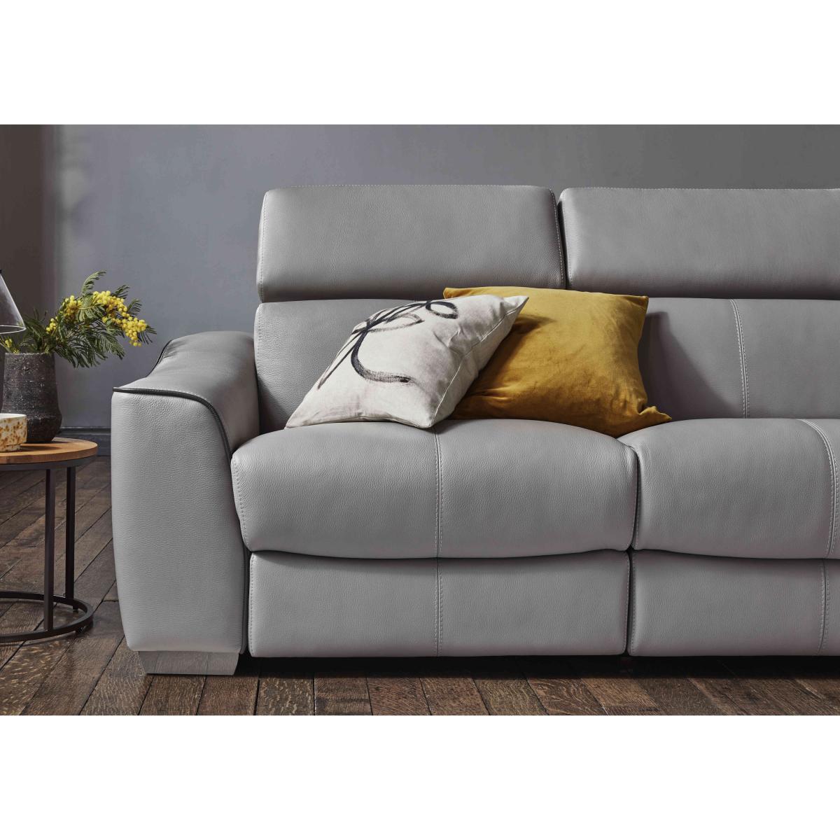 World of Leather - Xavier HW Leather Double Power Recliner Right Hand Facing Chaise End Sofa with Power Headrests - Star White – image 4