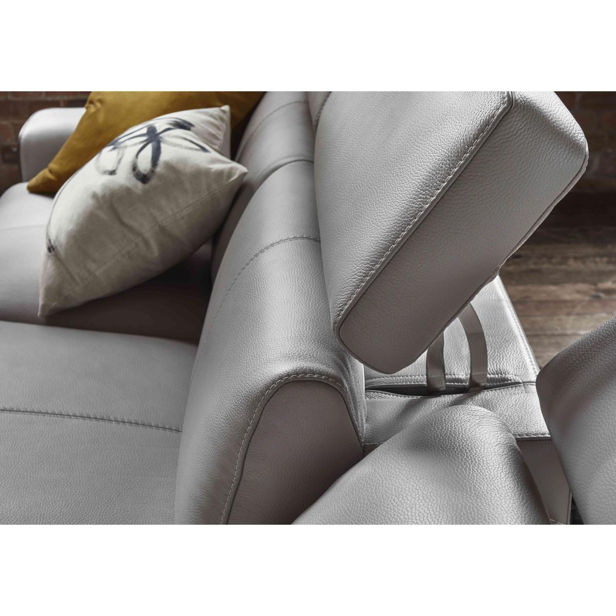 World of Leather - Xavier HW Leather Double Power Recliner Right Hand Facing Chaise End Sofa with Power Headrests - Star White – image 6