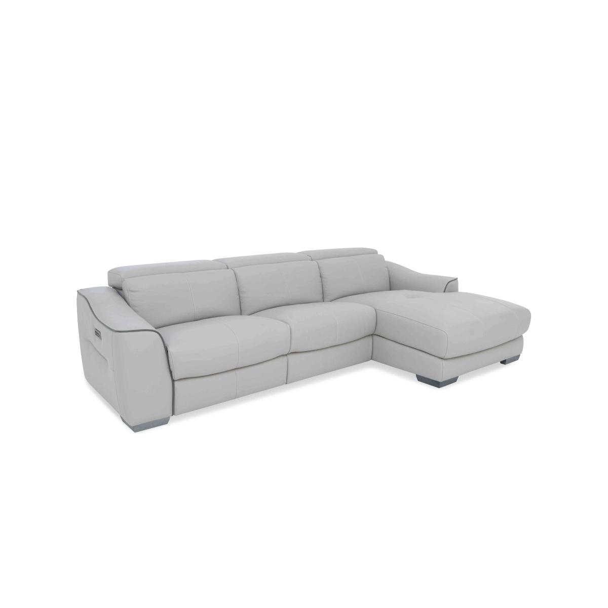 World of Leather - Xavier HW Leather Double Power Recliner Right Hand Facing Chaise End Sofa with Power Headrests - Star White – image 8